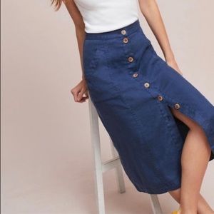 Anthropologie button-front Midi Skirt